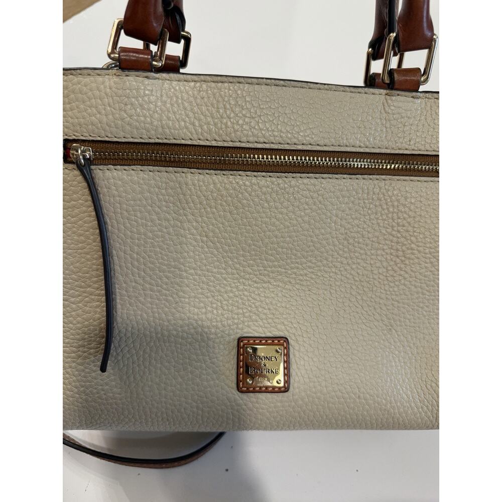 Dooney and Bourke Pebble Grain Zip Satchel - Beige - Picture 2 of 5